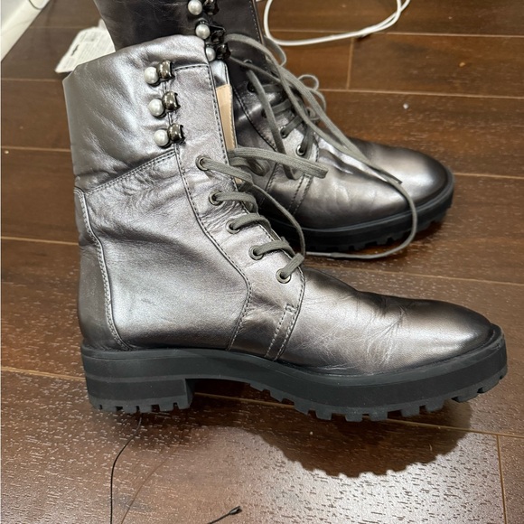 Metallic Gray Lace-Up Boots - Picture 2 of 3